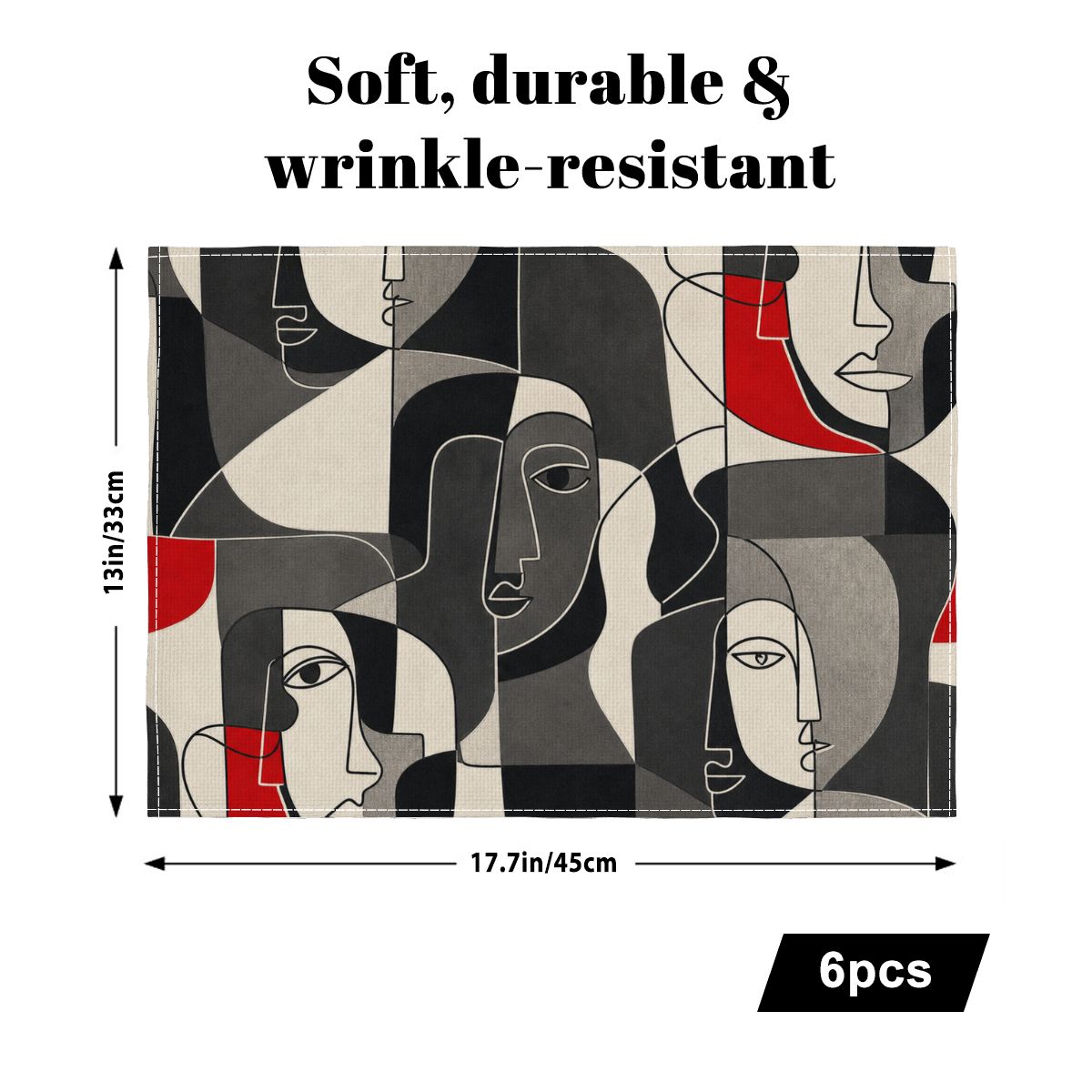 Faux Linen Placemats Set of 6