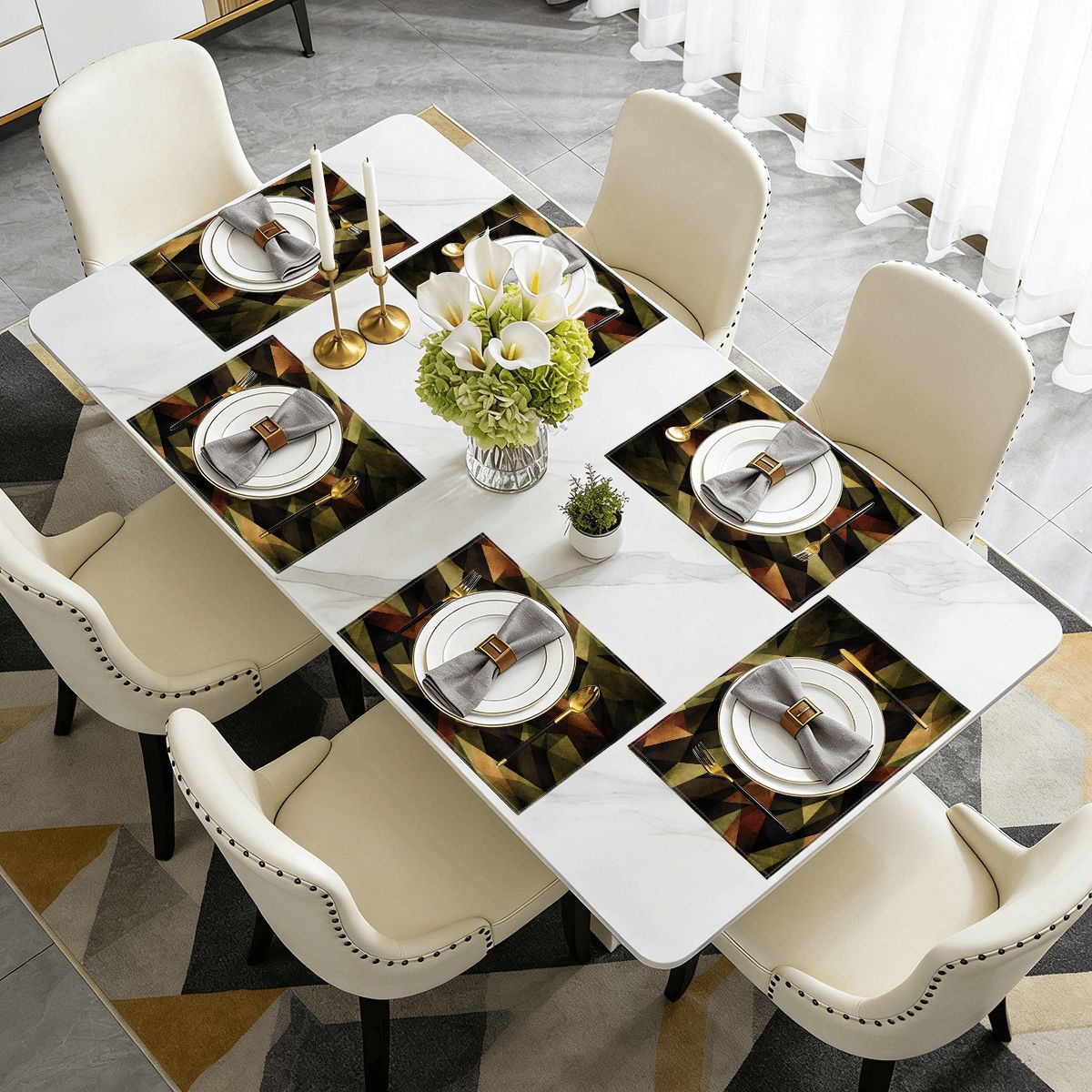 Faux Linen Placemats Set of 6