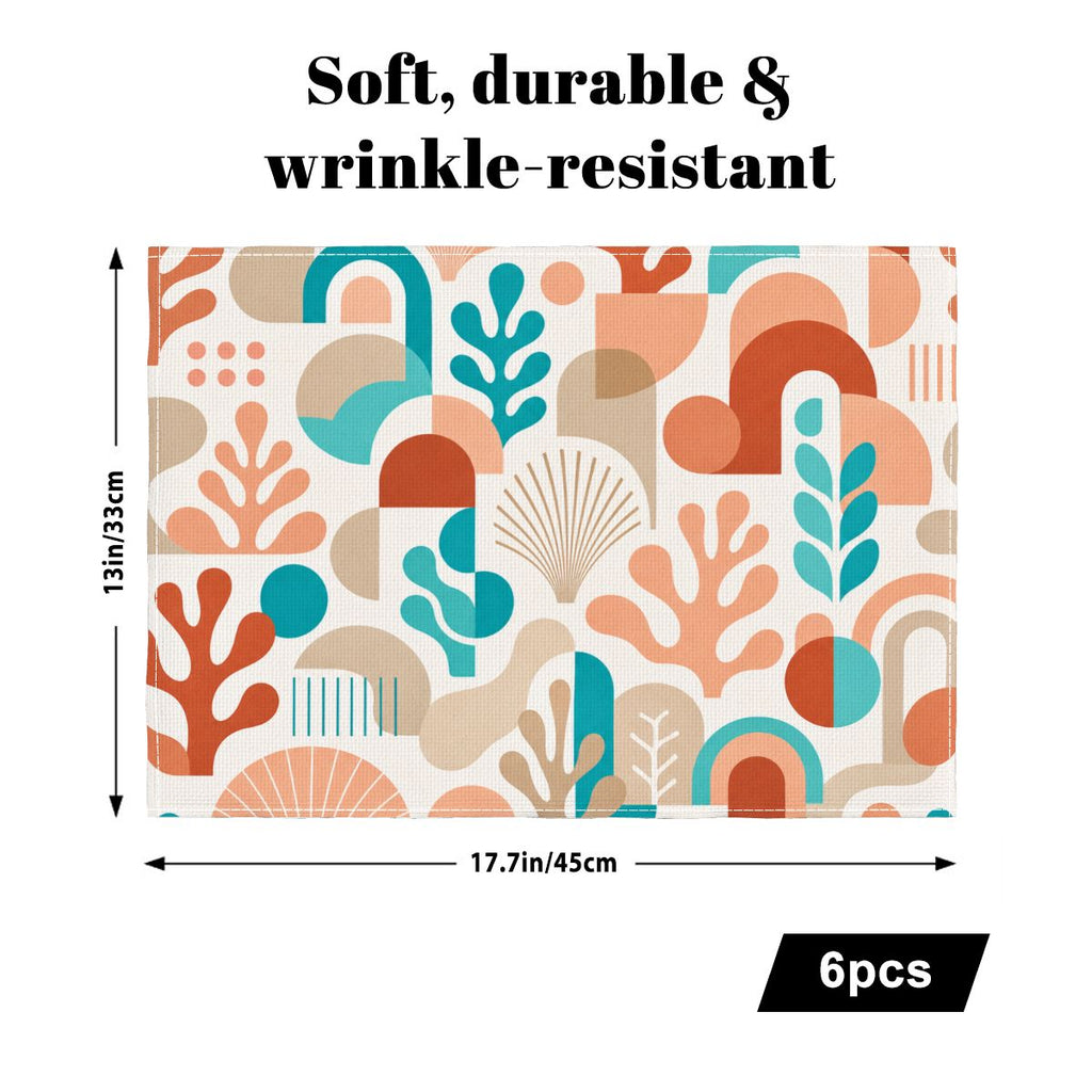 Faux Linen Placemats Set of 6