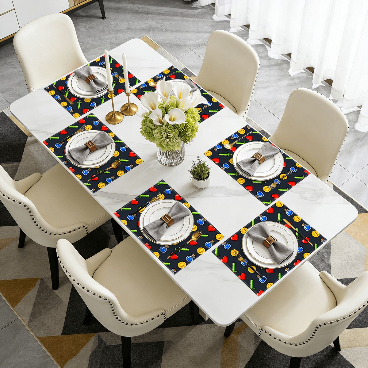 Faux Linen Placemats Set of 6