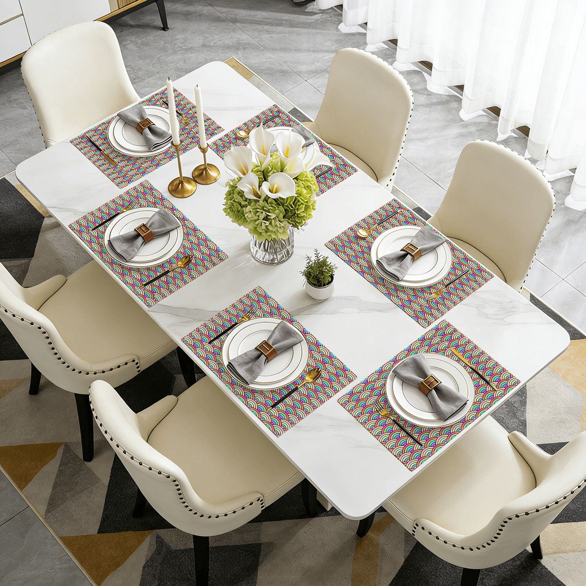 Faux Linen Placemats Set of 6