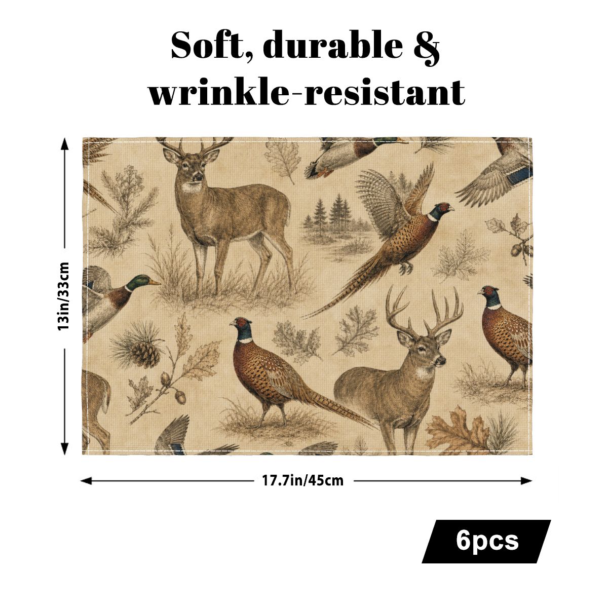 Faux Linen Placemats Set of 6