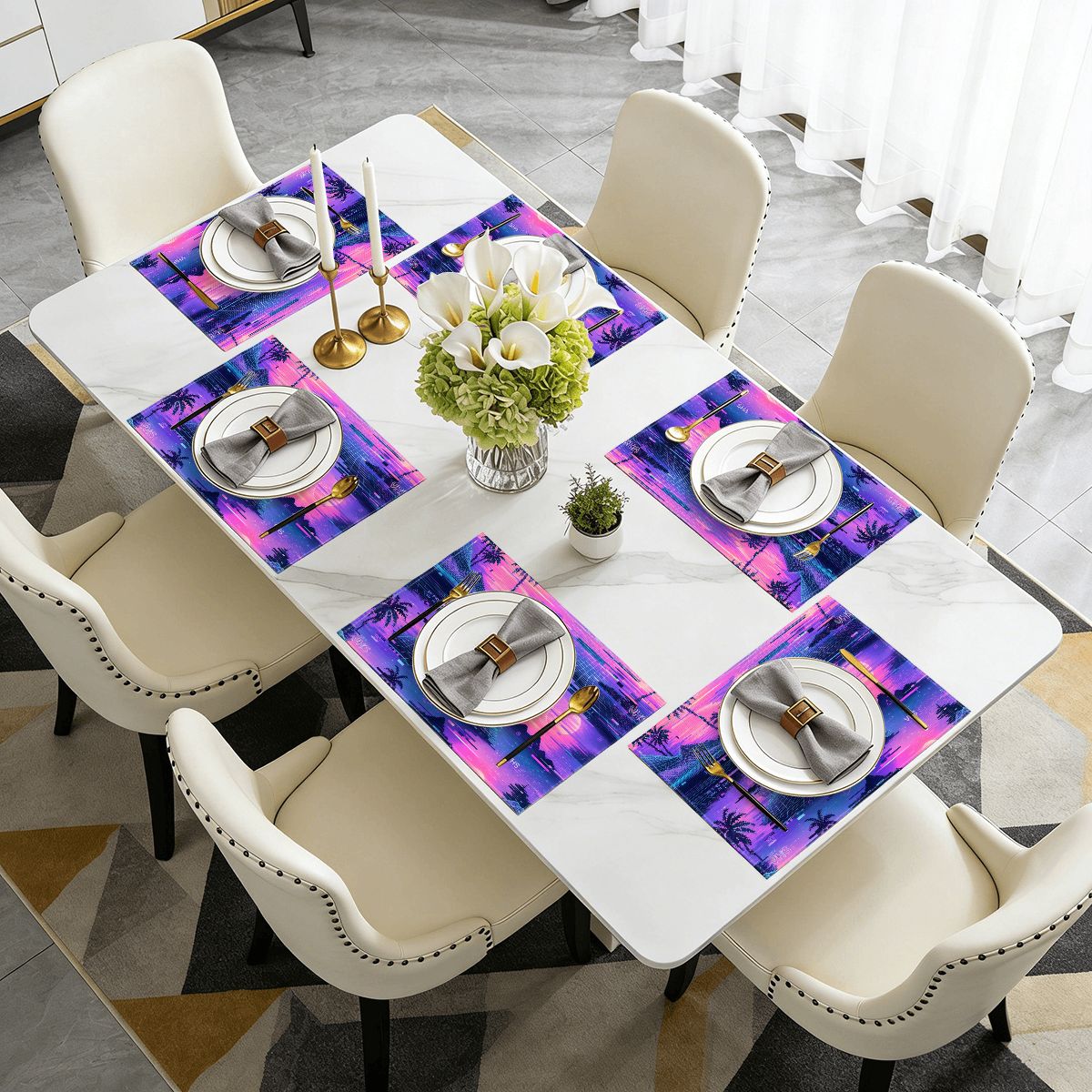 Faux Linen Placemats Set of 6