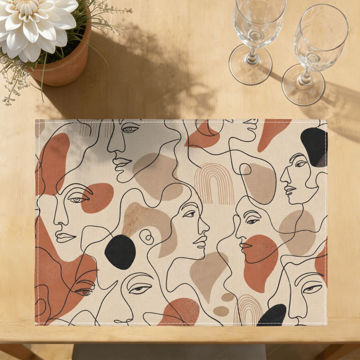 Faux Linen Placemats Set of 6