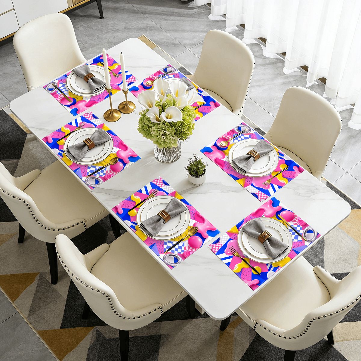 Faux Linen Placemats Set of 6