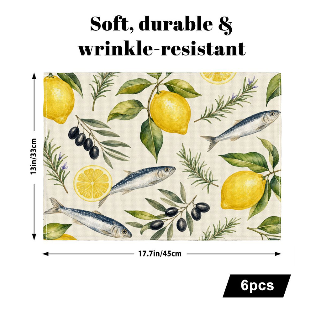 Faux Linen Placemats Set of 6