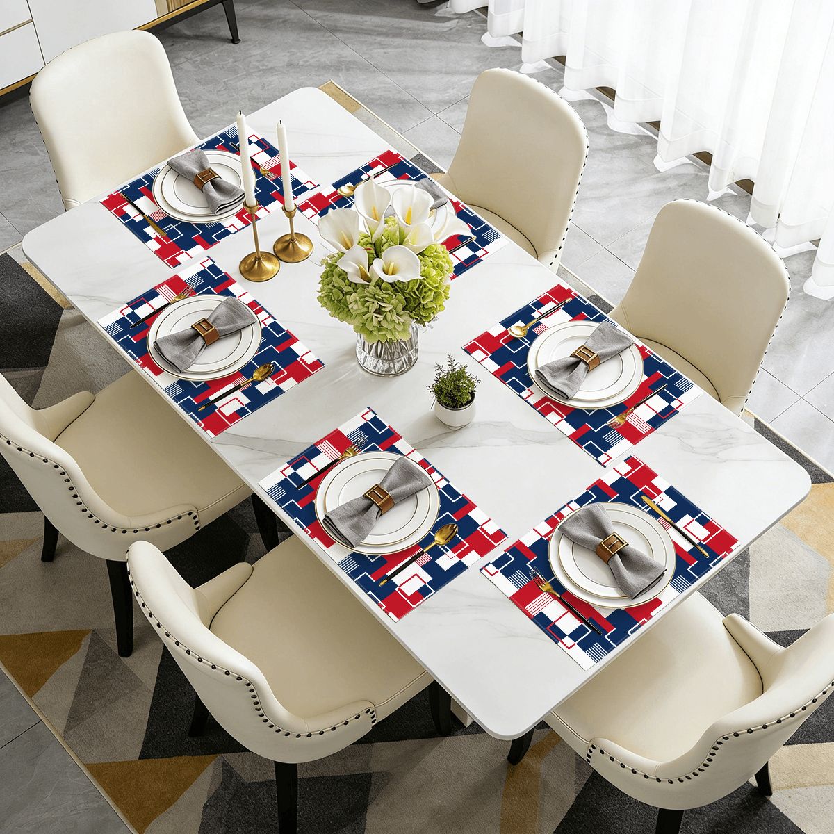 Faux Linen Placemats Set of 6