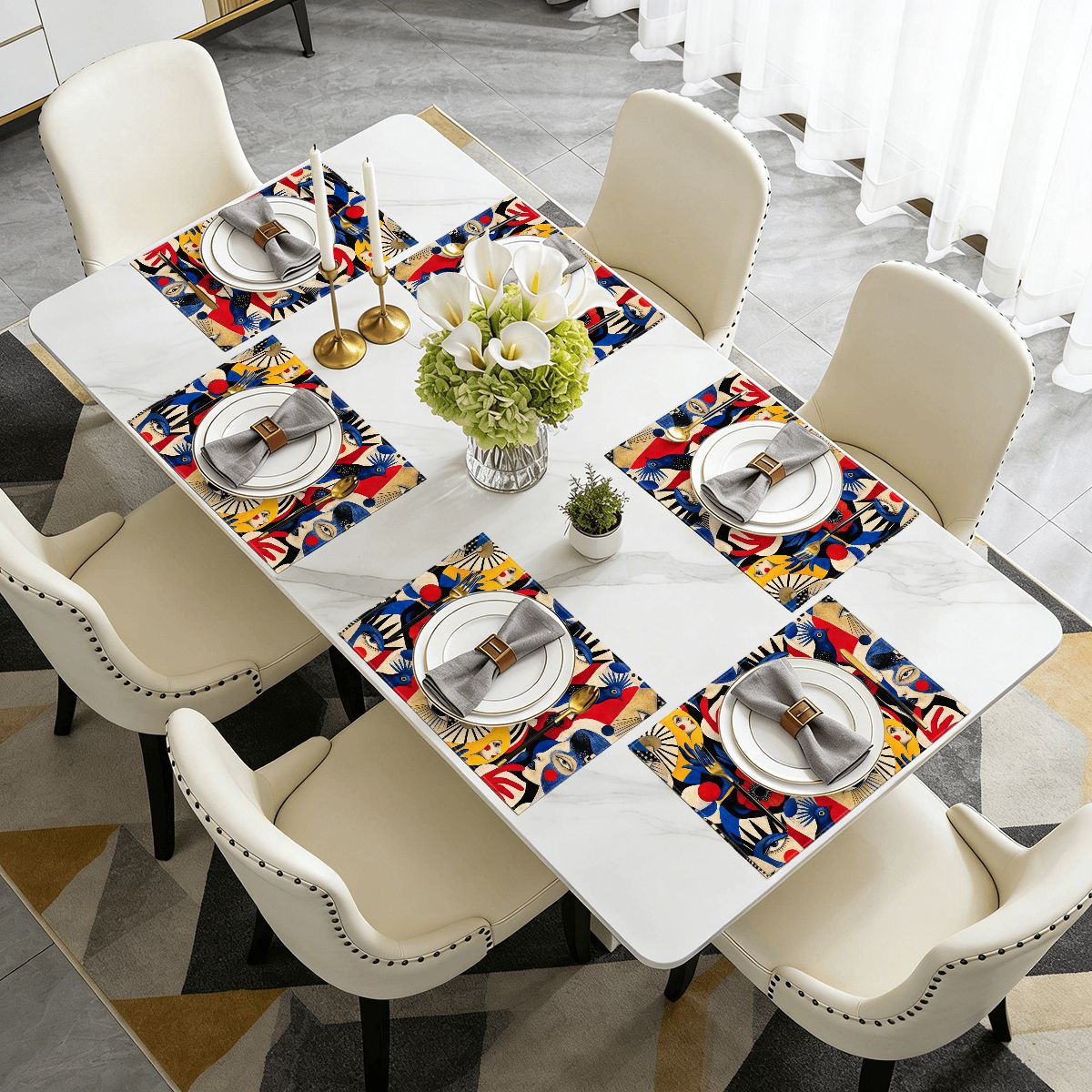 Faux Linen Placemats Set of 6
