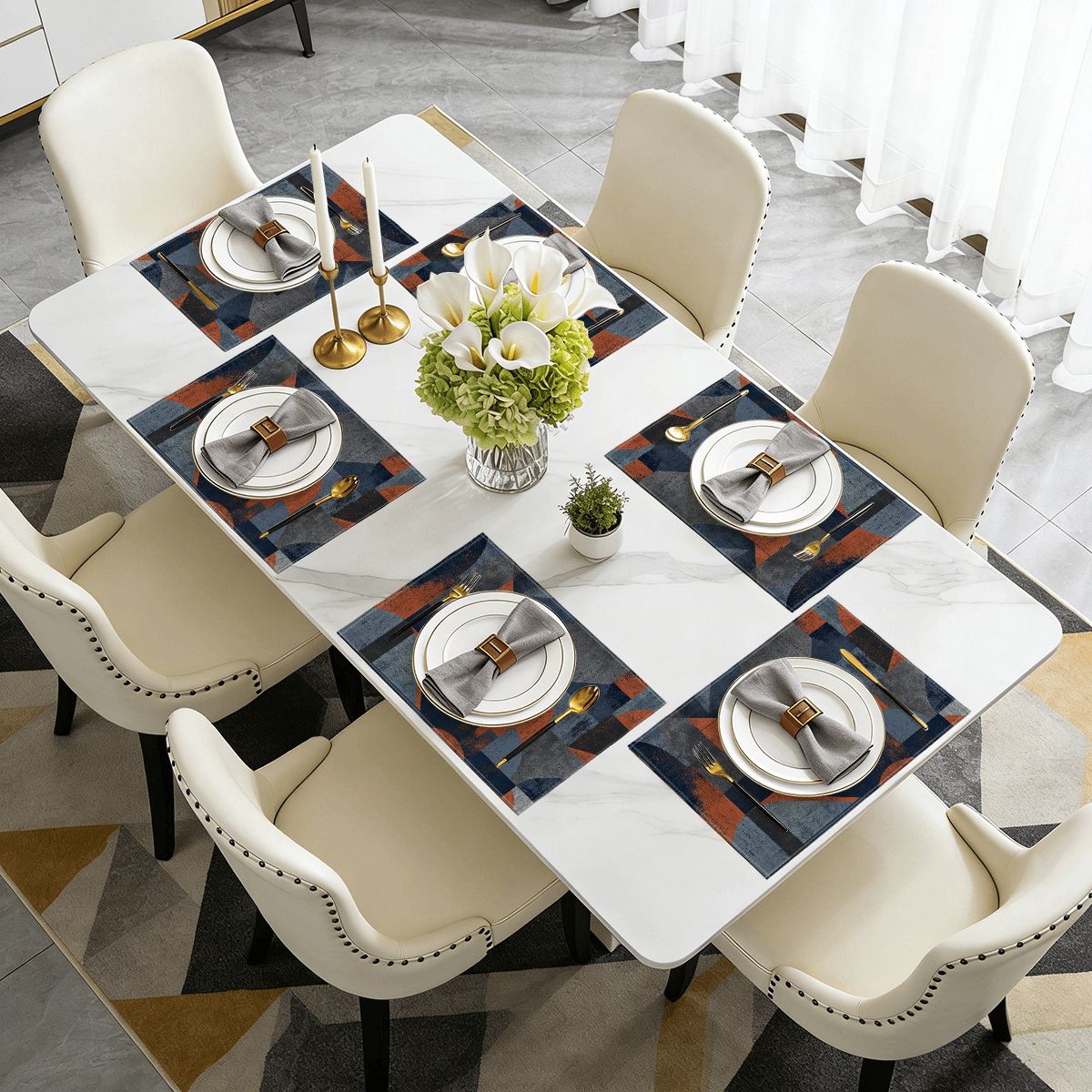 Faux Linen Placemats Set of 6
