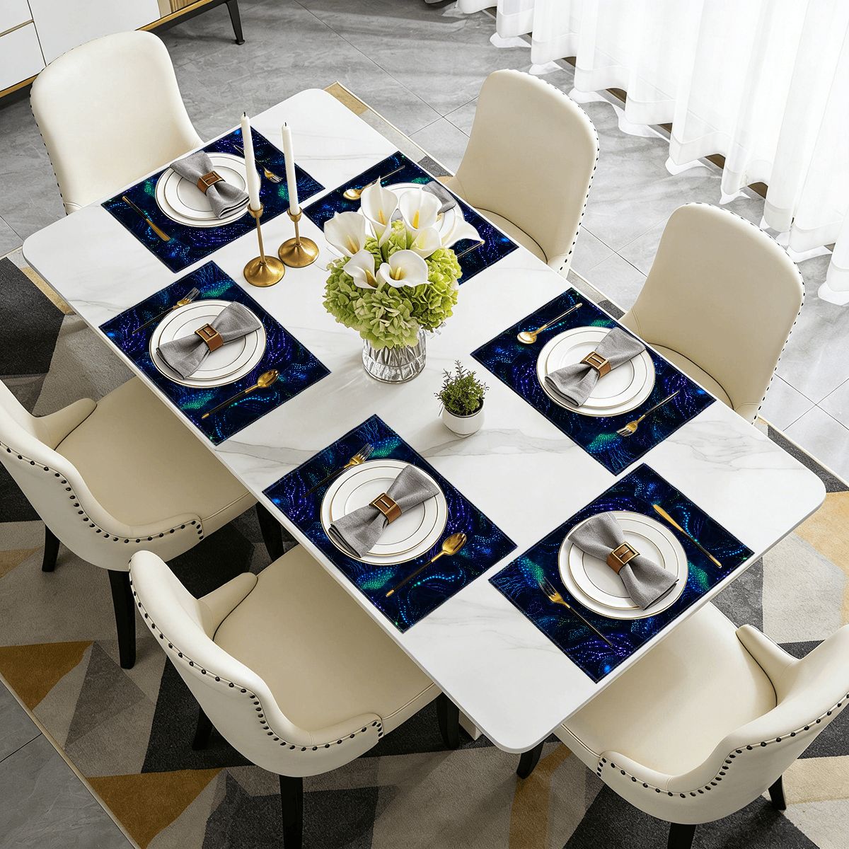 Faux Linen Placemats Set of 6