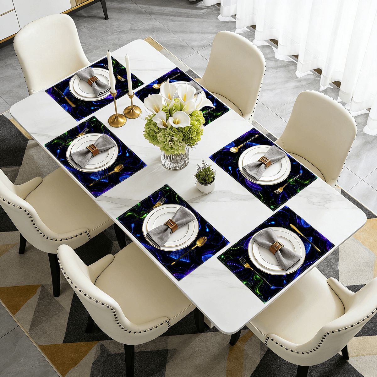 Faux Linen Placemats Set of 6