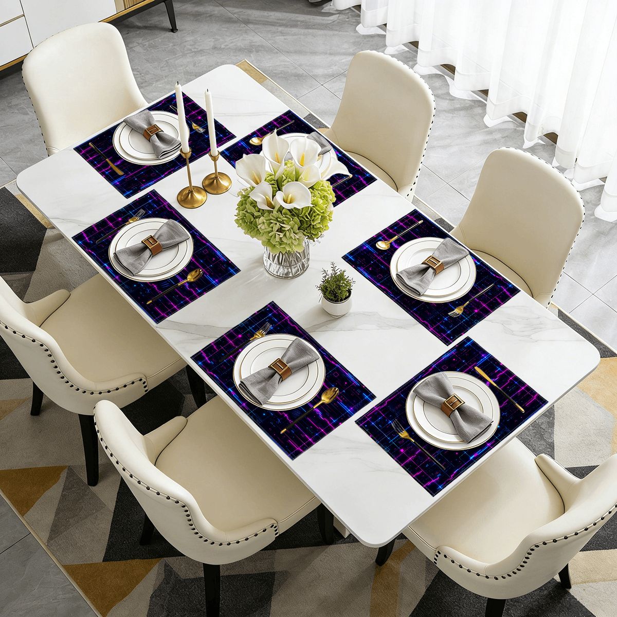 Faux Linen Placemats Set of 6