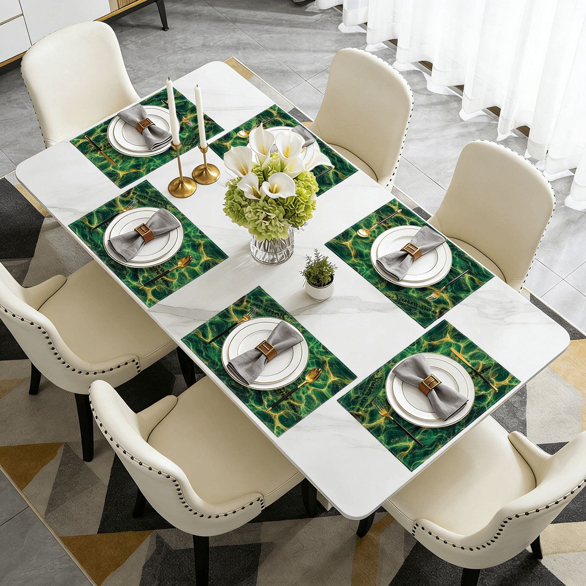 Faux Linen Placemats Set of 6