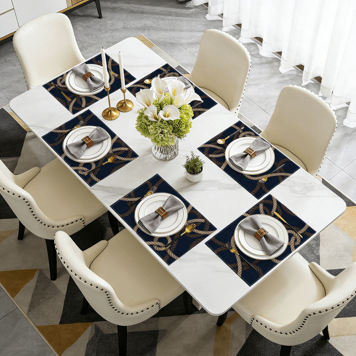 Faux Linen Placemats Set of 6