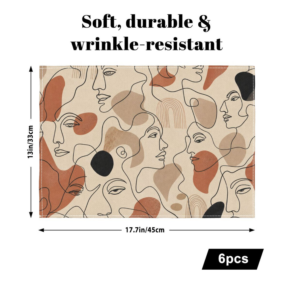 Faux Linen Placemats Set of 6