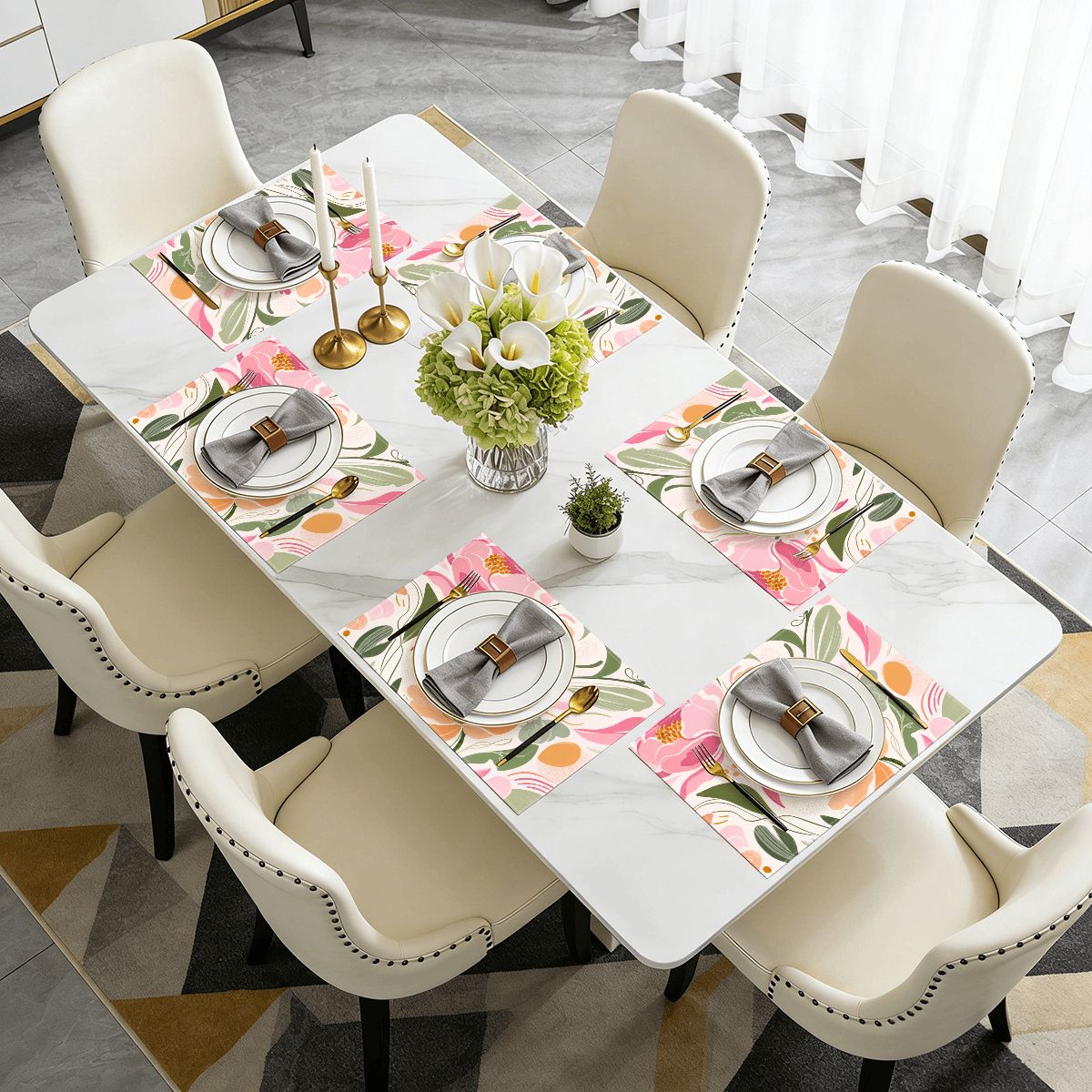 Faux Linen Placemats Set of 6