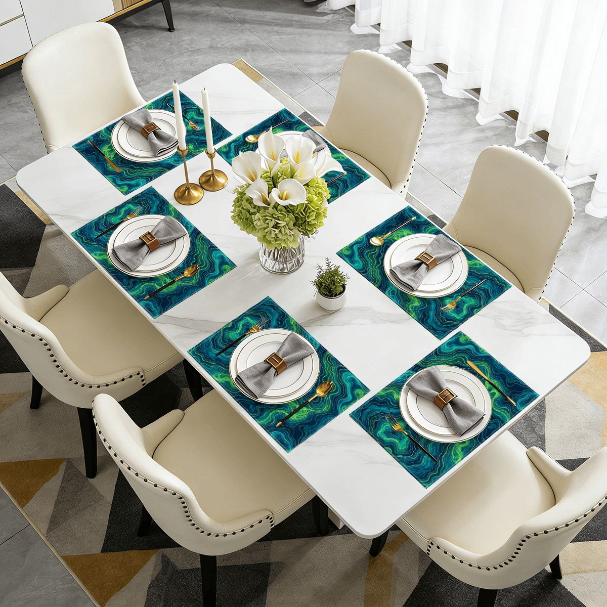 Faux Linen Placemats Set of 6