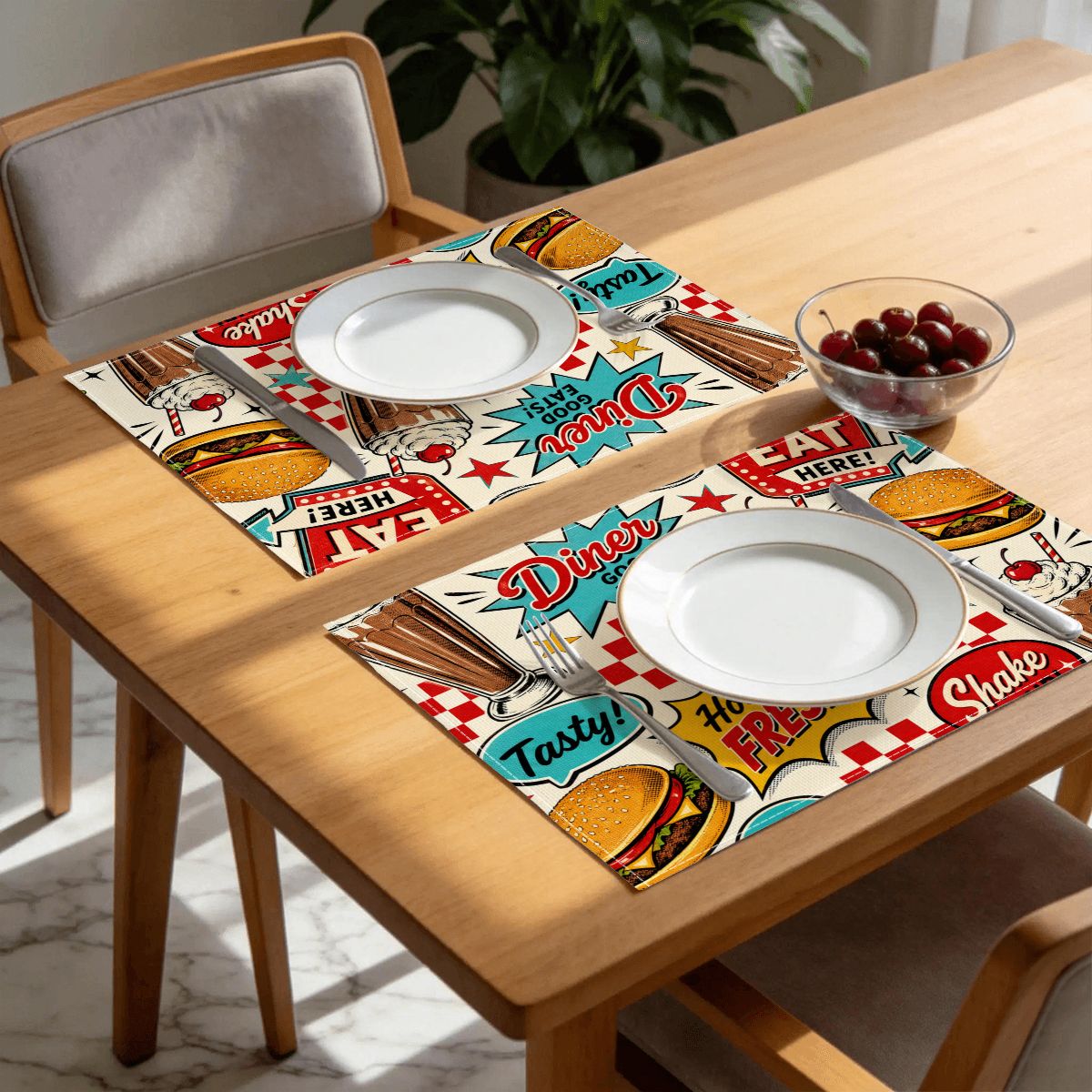 Faux Linen Placemats Set of 6