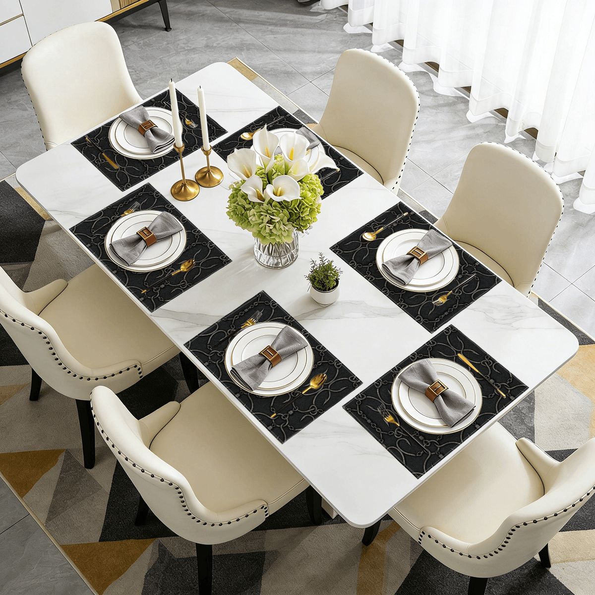 Faux Linen Placemats Set of 6