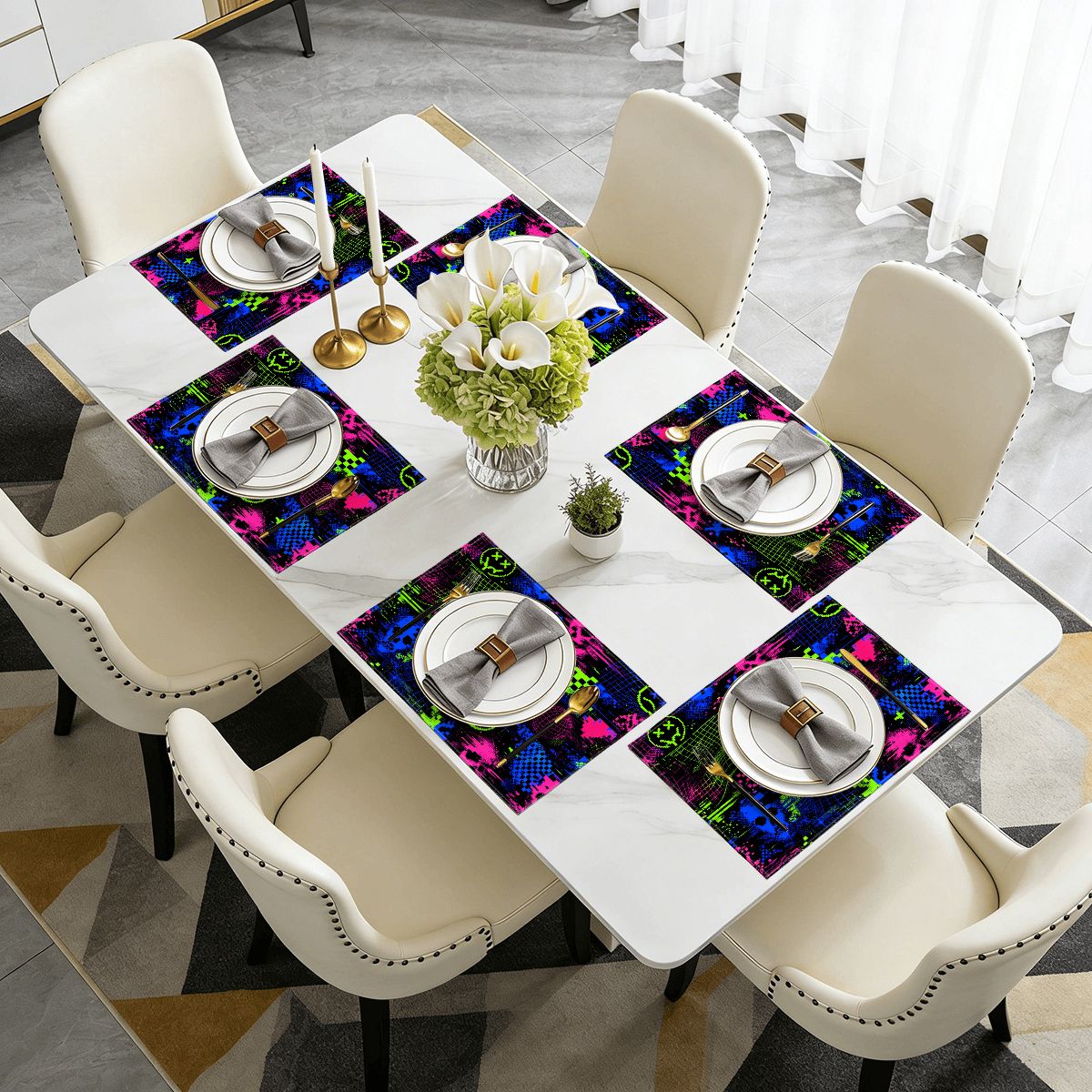 Faux Linen Placemats Set of 6