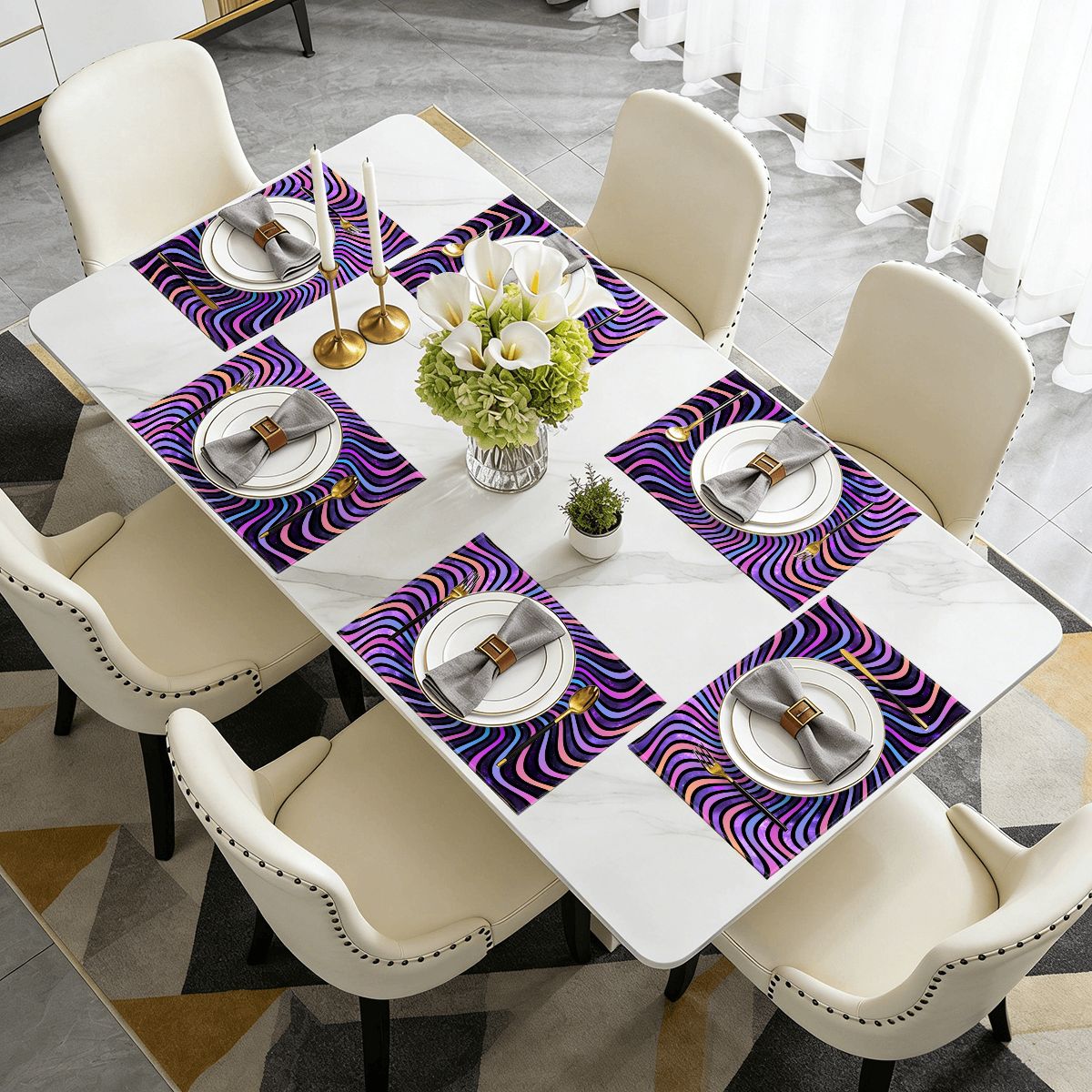 Faux Linen Placemats Set of 6