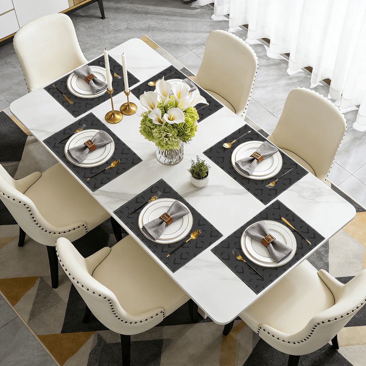 Faux Linen Placemats Set of 6