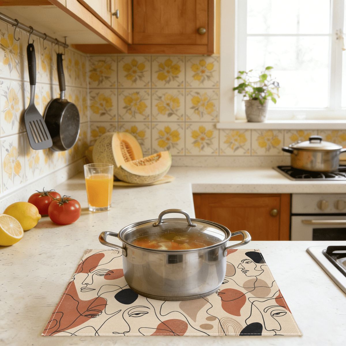 Faux Linen Placemats Set of 6
