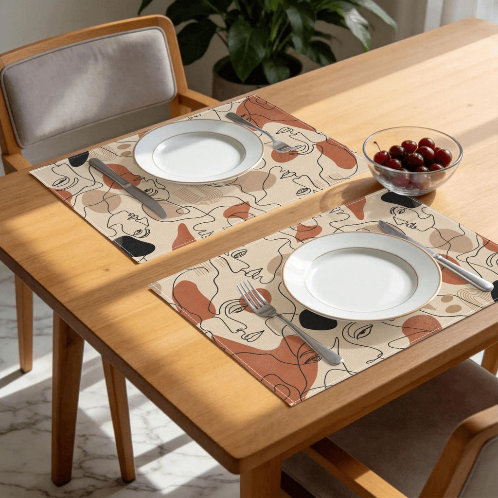 Faux Linen Placemats Set of 6
