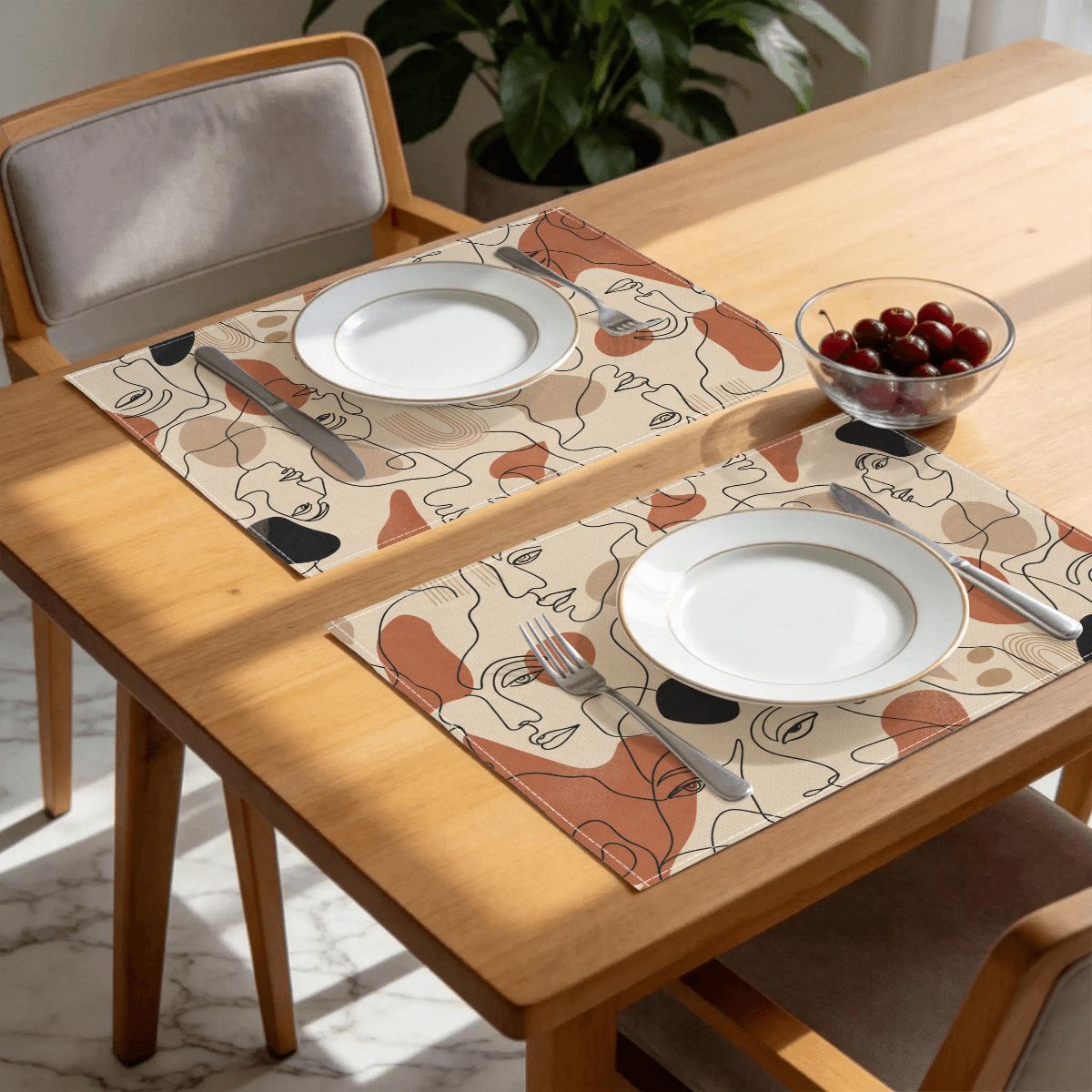 Faux Linen Placemats Set of 6
