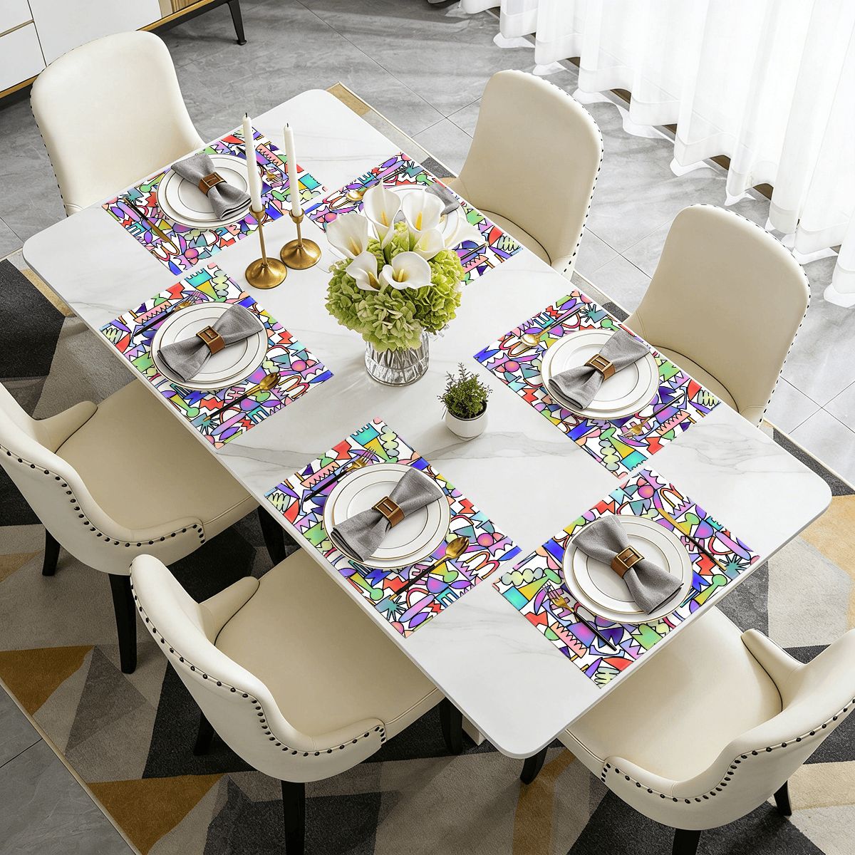 Faux Linen Placemats Set of 6
